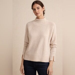 Theory Cashmere Mockneck Sleeve Slit Sweater Boxy , size Large